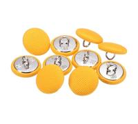 QUARKZMAN 10 Stück 18 mm Knöpfe Gelb mit Stoffüberzug, Vintage Stoffknöpfe Bezogen Nähknöpfe Runde Bastelknöpfe Metallschaft für Mantel Jacke Anzüge Kleider Blusen DIY Projekte