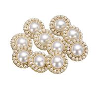 QUARKZMAN 10 Stück 28L Perlen Gold Metall Nähknöpfe 18mm 11/16" Runde Damenmantelknöpfe mit Kunststoff-Schaft Ersatz DIY Knopf für Nähen Kleidung Pullover Dekoration Handwerk, #10