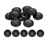 QUARKZMAN 10 Stück 28mm Harz Knöpfe zum Annähen, 4 Löch Runde Ersatz Nähknöpfe für Bastel Strickjacke DIY Handwerk Dekorieren Mantel Kleidung Hemden Dekoration Herrenanzug (Schwarz)