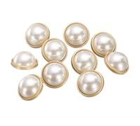 QUARKZMAN 10 Stück 32L Perlen Gold Metall Nähknöpfe 20mm 4/5" Runde Damenmantelknöpfe mit Kunststoff-Schaft Ersatz DIY Knopf für Nähkleidung Pullover Dekoration Handwerk, #1