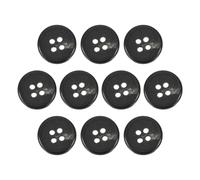 QUARKZMAN 10 Stück Bunte Knöpfe, 15mm 4 Löcher Nähen Harzknöpfe, Bastelknöpfe Runde Ersatzknöpfe Buttons für Mantel Hemden Kleidung DIY Handwerk Dekoration, 1#Schwarz