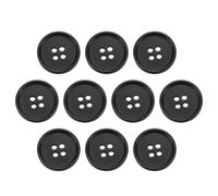QUARKZMAN 10 Stück Bunte Knöpfe, 20mm 4 Löcher Nähen Harzknöpfe, Bastelknöpfe Runde Ersatzknöpfe Buttons für Mantel Hemden Kleidung DIY Handwerk Dekoration, 2#Schwarz