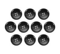 QUARKZMAN 10 Stück Bunte Knöpfe, 28mm 4 Löcher Nähen Harzknöpfe, Bastelknöpfe Runde Ersatzknöpfe Buttons für Mantel Hemden Kleidung DIY Handwerk Dekoration, 4#Schwarz