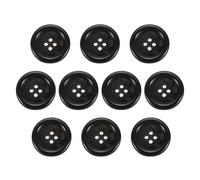 QUARKZMAN 10 Stück Bunte Knöpfe, 28mm 4 Löcher Nähen Harzknöpfe, Bastelknöpfe Runde Ersatzknöpfe Buttons für Mantel Hemden Kleidung DIY Handwerk Dekoration, 5#Schwarz