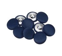 QUARKZMAN 10 Stück Dunkelblau Knöpfe mit Stoffüberzug 20mm Satinstoff Bezogen Nähknöpfe Runde Bastelknöpfe Metallschaft Ösenknöpfe Vintage für Mantel Kleidung Jacke Blazer Anzüge DIY