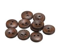 QUARKZMAN 10 Stück Knöpfe 13mm Holzknöpfe 2 Loch Buttons, Bastelknöpfe Rund Nähknöpfe Schüsseltyp Gepunktete Linie Ersatzknöpfe für Dekoration Mäntel Kleidung Strickjacke, Medium Brown