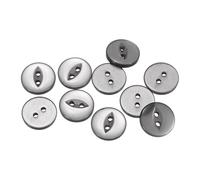 QUARKZMAN 10 Stück Knöpfe 15 mm Harzknöpfe 2 Löcher Rund Bastelknöpfe Kinderknöpfe Klein Babyknöpfe Nähen Mini Buttons zum Annähen T-Shirt Kleidung Scrapbooking Dekorieren, Grau