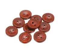 QUARKZMAN 10 Stück Knöpfe 15mm Holzknöpfe 2 Loch Buttons, Bastelknöpfe Rund Nähknöpfe Schüsseltyp Gepunktete Linie Ersatzknöpfe für Dekoration Mäntel Kleidung Strickjacke, Red Brown