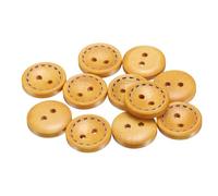 QUARKZMAN 10 Stück Knöpfe 15mm Holzknöpfe 2 Loch Buttons, Bastelknöpfe Rund Nähknöpfe Schüsseltyp Gepunktete Linie Ersatzknöpfe für Dekoration Mäntel Kleidung Strickjacke, Orange
