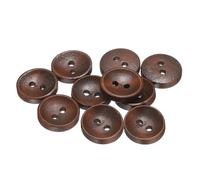 QUARKZMAN 10 Stück Knöpfe 15mm Holzknöpfe 2 Loch Buttons, Bastelknöpfe Vintage Rund Nähknöpfe Ersatzknöpfe für DIY Dekoration Mäntel Kleidung Strickjacke, Medium Brown