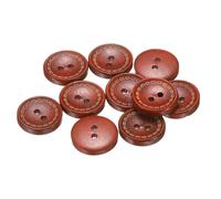 QUARKZMAN 10 Stück Knöpfe 18mm Holzknöpfe 2 Loch Buttons, Bastelknöpfe Rund Nähknöpfe Schüsseltyp Gepunktete Linie Ersatzknöpfe für Dekoration Mäntel Kleidung Strickjacke, Red Brown