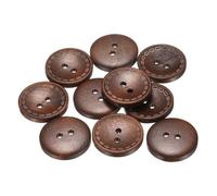 QUARKZMAN 10 Stück Knöpfe 23mm Holzknöpfe 2 Loch Buttons, Bastelknöpfe Rund Nähknöpfe Schüsseltyp Gepunktete Linie Ersatzknöpfe für Dekoration Mäntel Kleidung Strickjacke, Medium Brown