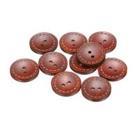 QUARKZMAN 10 Stück Knöpfe 25mm Holzknöpfe 2 Loch Buttons, Bastelknöpfe Rund Nähknöpfe Schüsseltyp Gepunktete Linie Ersatzknöpfe für Dekoration Mäntel Kleidung Strickjacke, Red Brown