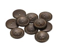 QUARKZMAN 10 Stück Knöpfe 25mm Holzknöpfe 2 Loch Buttons, Bastelknöpfe Rund Nähknöpfe Schüsseltyp Gepunktete Linie Ersatzknöpfe für Dekoration Mäntel Kleidung Strickjacke, Dunkelbraun
