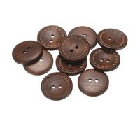 QUARKZMAN 10 Stück Knöpfe 25mm Holzknöpfe 2 Loch Buttons, Bastelknöpfe Rund Nähknöpfe Schüsseltyp Gepunktete Linie Ersatzknöpfe für Dekoration Mäntel Kleidung Strickjacke, Medium Brown