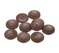 QUARKZMAN 10 Stück Knöpfe 28mm Holzknöpfe 2 Loch Buttons, Bastelknöpfe Rund Nähknöpfe Schüsseltyp Gepunktete Linie Ersatzknöpfe für Dekoration Mäntel Kleidung Strickjacke, Medium Brown