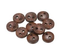 QUARKZMAN 10 Stück Knöpfe 9mm Holzknöpfe 2 Loch Buttons, Bastelknöpfe Rund Nähknöpfe Schüsseltyp Gepunktete Linie Ersatzknöpfe für Dekoration Mäntel Kleidung Strickjacke, Medium Brown