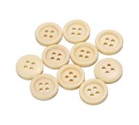 QUARKZMAN 10 Stück Knöpfe Holz 15 mm Runde Holzknöpfe, 4 Löcher Vintage Hölzerne Nähknöpfe zum Annähen Basteln Dekorationen DIY Handwerk Gestalten Kleidung Stricken, Naturholz
