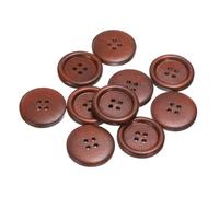 QUARKZMAN 10 Stück Knöpfe Holz 28 mm Runde Holzknöpfe, 4 Löcher Vintage Hölzerne Nähknöpfe zum Annähen Basteln Dekorationen DIY Handwerk Gestalten Kleidung Stricken, Rotbraun