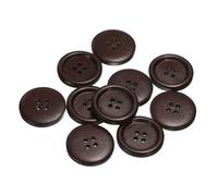 QUARKZMAN 10 Stück Knöpfe Holz 28 mm Runde Holzknöpfe, 4 Löcher Vintage Hölzerne Nähknöpfe zum Annähen Basteln Dekorationen DIY Handwerk Gestalten Kleidung Stricken, Dunkelbraun