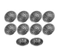 QUARKZMAN 10 Stück Knöpfe Schwarz Trachtenknöpfe 15mm Antik Flache Metallknöpfe mit Blumen Muster, Runde Aushöhlung Ösenknöpfe Vintage Buttons für Strick Dirndl Nähen Basteln Dekorationen
