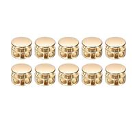 QUARKZMAN 10 Stück Kordelstopper 2 Loch Seilstopper 4mm Runde Metall Kordelklemme mit Federverschluss Gummikordel Stopper für Kordel Schnürsenkel Kordeln Paracord Gold