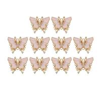 QUARKZMAN 10 Stück Mini Schmetterling Anhänger Metall Vergoldeter Schmetterling Mit Diamant Für Schmuckherstellung DIY Armband Halskette Ohrring Schlüsselanhänger Hell Lila 23x26mm