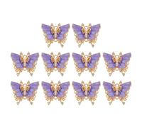 QUARKZMAN 10 Stück Mini Schmetterlingsanhänger Metall Gold Plättiert Schmetterling Anhänger Mit Diamant Für Schmuckherstellung DIY Armband Halskette Ohrring Schlüsselanhänger Lila 23x26mm
