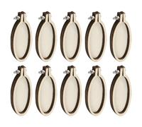 QUARKZMAN 10 Stück Mini-Stickrahmen 51mm x 22mm Klein Ovale vertikale Kreuzstich-Hoops aus Holz für DIY-Anhänger Schlüsselanhänger Display-Rahmen