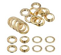 QUARKZMAN 10 Stück Ösen 20 mm Innen-Ø Messing Ösen Metallösen Rostfrei Planenösen Grommet Kit mit Unterlegscheiben Eyelets für Banner Leder Schuhe Handtaschen Vorhänge Bastel, Gold