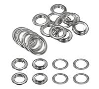 QUARKZMAN 10 Stück Ösen 20 mm Innen-Ø Messing Ösen Metallösen Rostfrei Planenösen Grommet Kit mit Unterlegscheiben Eyelets für Banner Leder Schuhe Handtaschen Vorhänge Bastel, Silber