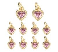 QUARKZMAN 10 Stück Rosa Herz Charm Mini Zirkonia Herz Anhänger Bulk Valentinstag Kupfer Liebes Charm Mit Sprungring Für DIY Schmuckherstellung Halskette Armband Winziger Anhänger Accessoires