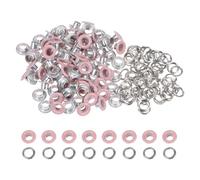 QUARKZMAN 100 Satz Runde Ösen Set, 5mm Loch Metallösen mit Unterlegscheiben für Planen Scrapbooking Schuhe Kleidung Leder Leinwand DIY Projekt Tasche (Rosa)