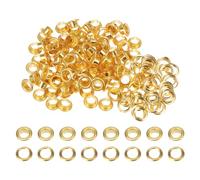 QUARKZMAN 100 Satz Runde Ösen Set, 6mm Loch Metallösen mit Unterlegscheiben für Planen Scrapbooking Schuhe Kleidung Leder Leinwand DIY Projekt Tasche (Gold)