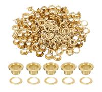 QUARKZMAN 100 Sets Ösen 4.5mm Messing Selbsttragende Ösen Mit Unterlegscheiben Für Gürtel Schuhe Kleidung Perlenkerne DIY Projekt Goldton