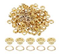 QUARKZMAN 100 Sets Ösen 5mm Messing Selbsttragende Ösen Metallösen Mit Unterlegscheiben Für Gürtel Schuhe Kleidung Perlenkerne DIY Projekt Goldton