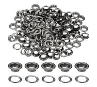 QUARKZMAN 100 Sets Ösen 6mm Messing Selbsttragende Ösen Metallösen Mit Unterlegscheiben Für Gürtel Schuhe Kleidung Perlenkerne DIY Projekt Schwarz