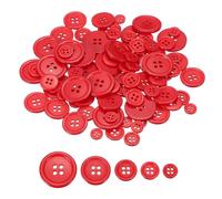 QUARKZMAN 100 Stk Dunkelrote Resin Knöpfe Runde 4-Loch Nähknöpfe Unterschiedliche Größe Flachrückseite Knöpfe Für DIY Basteln Kleidung Nähen Handgemachte Deko