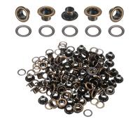 QUARKZMAN 100 Stück Ösen 4,5 mm Innen-Ø Messing Ösen Metallösen Rostfrei Planenösen Grommet Kit mit Unterlegscheiben Eyelets für Banner Leder Schuhe Handtaschen Vorhänge Bastel, Braun