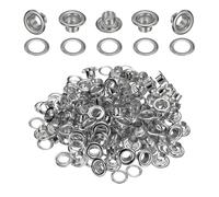 QUARKZMAN 100 Stück Ösen 5 mm Innen-Ø Messing Ösen Metallösen Rostfrei Planenösen Grommet Kit mit Unterlegscheiben Eyelets für Banner Leder Schuhe Handtaschen Vorhänge Bastel, Silber