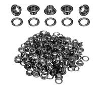 QUARKZMAN 100 Stück Ösen 6 mm Innen-Ø Messing Ösen Metallösen Rostfrei Planenösen Grommet Kit mit Unterlegscheiben Eyelets für Banner Leder Schuhe Handtaschen Vorhänge Bastel, Schwarz
