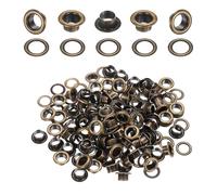 QUARKZMAN 100 Stück Ösen 6 mm Innen-Ø Messing Ösen Metallösen Rostfrei Planenösen Grommet Kit mit Unterlegscheiben Eyelets für Banner Leder Schuhe Handtaschen Vorhänge Bastel, Braun