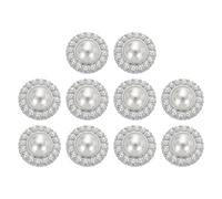 QUARKZMAN 10Stk 24L Silberne Kunstperlenknöpfe 15mm 5/8" Runde Plastikknöpfe Ersatz Nähen Bastelbefestigung Für Mäntel Kleidung DIY Deko Handwerk #6