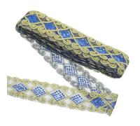 QUARKZMAN 11 Yards Paillettenbesatzband 2,4 Zoll Spitze Goldkante Paillettengeflechtband Paillettenstoff Flache Bortenstreifen für Basteln Nähen Kleidung Zuhause Party Dekoration, Saphirblau