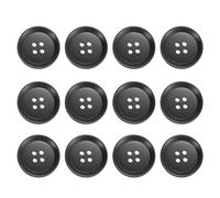 QUARKZMAN 12 Stück Bunte Knöpfe, 30mm 4 Löcher Harzknöpfe zum Annähen, Bastelknöpfe Runde Ersatzknöpfe Buttons für Nähen Mantel Hemden Kleidung DIY Handwerk Dekoration, Schwarz