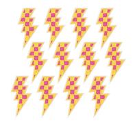 QUARKZMAN 12 Stück karierte Blitz-Bügelaufnäher Orange Pink | Sport-Stickerei-Applikation für Trucker Hut, Denim, Sportsjacke, Jeans, Kleidung