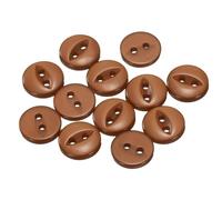 QUARKZMAN 12 Stück Knöpfe 10mm Harz Buttons zum Annähen 2 Löcher Runde Bastelknöpfe für Bekleidung Bettwäsche Hosen Hemd Blusen Kleider Rock Handwerk Selber Machen, Braun