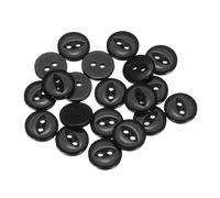 QUARKZMAN 12 Stück Knöpfe 11.5mm Harz Buttons zum Annähen 2 Löcher Runde Bastelknöpfe Glatt für Bekleidung Bettwäsche Hosen Hemd Blusen Kleider Rock Handwerk Selber Machen, Schwarz