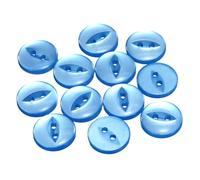 QUARKZMAN 12 Stück Knöpfe 15mm Harz Buttons zum Annähen 2 Löcher Runde Bastelknöpfe für Bekleidung Bettwäsche Hosen Hemd Blusen Kleider Rock Handwerk Selber Machen, Saphirblau