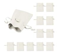 QUARKZMAN 12 Stück Mikrofaser-Schmuckbeutel 3,5 × 2,7 Zoll, Mini-Schmuckbeutel mit Zugband für kleinen Schmuck-Geschenkbeutel Großhandel Halskette Ohrringe Armband, Weiß